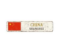 Madcolitote Segnali stradali di Shanghai Segnali stradali personalizzati con bandiera della Cina Capitale Paese Città Souvenir Cina-Shanghai Targa in metallo rustica da parete Decorazione per la casa
