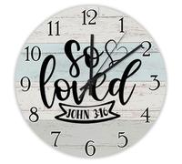 Madcolitote So Loved John 3 16 Orologio da parete con versi della Bibbia, 25,4 cm, in legno, funzionamento a batteria, decorazione per la casa cristiana, per camera da letto, soggiorno, cucina, scuola