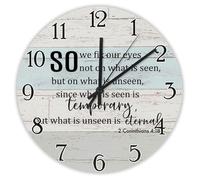 Madcolitote So We Fix Our Eyes Not on What Is Seen Orologio da parete con versi della Bibbia Orologi da parete a batteria 38 cm silenzioso casa colonica cristiana decorazione per la casa per soggiorno
