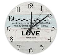 Madcolitote The Lord Loves Righteousness And Justice Orologio da parete con versi della Bibbia, grandi orologi da parete in legno, 30,5 cm, decorazione per la casa cristiana per camera da letto