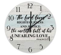 Madcolitote The Lord Loves Righteousness Orologio da parete con versi della Bibbia Orologio da parete a batteria 38 cm Casale cristiano Decorazione da parete per soggiorno cucina camera da letto
