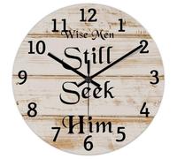 Madcolitote Wise Men still Seek Him Orologio da parete con versi della Bibbia Orologio da parete a batteria 38 cm senza ticchettio Casale cristiano Decorazione da parete per cucina Soggiorno Camera da