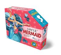 Madd Capp: I Am Lil' Mermaid - Puzzle da 48 pezzi - Puzzle a forma di personaggio mitico per bambini, dimensioni 25 x 24, riferimento poster, libretto educativo divertente