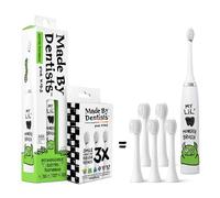 Made by Dentists Spazzolino elettrico per bambini - Spazzolino vibrante ricaricabile con timer, include 6 testine di ricambio, pulisce delicatamente i denti, per ragazze e ragazzi, bambini e bambini
