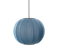 Made By Hand Lampadario Tondo Bianco Lavorato Blu Turchese Ø45