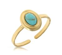 Made by Nami Anello Donna Regolabile Oro - Acciaio Inossidabile con Turchese Naturale Boho Impermeabile