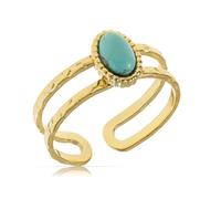 Made by Nami Anello Regolabile Donna Boho Oro Turchese Edelstein Acciaio Inossidabile