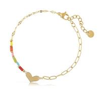 Made by Nami Bracciale da donna in oro con perle in acciaio chirurgico 16 + 3 cm, con cuore di perle, ipoallergenico e impermeabile, regalo per voi
