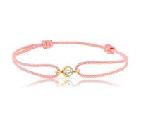 Made by Nami Bracciale Donna con Pietra Preziosa Rosa Braccialetto Amicizia Tessuto Impermeabile Regolabile Regalo (Rosa)