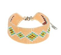 Made by Nami Bracciale Donna Perline Rosa Geometrico Boho Artigianale Impermeabile Regolabile 17+4cm