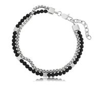 Made by Nami Bracciale doppio petto da uomo con perle in argento e turchese, gioielli impermeabili 18 + 4 cm di lunghezza, regali per uomini