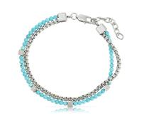 Made by Nami Bracciale doppio petto da uomo con perle in argento e turchese, gioielli impermeabili 18 + 4 cm di lunghezza, regali per uomini