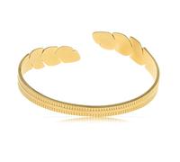 Made by Nami Bracciale Rigido Donna Oro Acciaio Inossidabile - Design Piuma Regolabile Antiallergico 316