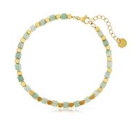 Made by Nami Bracciale Uomo Acciaio Grigio Oro - Perle Pietra Regolabile 17-22cm