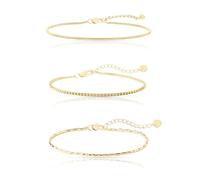 Made by Nami Bracciale Uomo Set 3 Pezzi Acciaio Inossidabile Argento Oro Impermeabile Regolabile 18-21cm