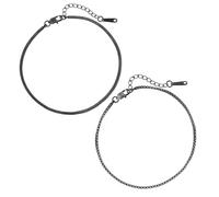Made by Nami Braccialetti Uomo Acciaio Inossidabile Nero Cuban Link Set 2 Catena Regolabile Impermeabile