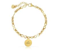 Made by Nami Braccialetto a maglie infinite, personalizzato, con incisione a lettere, simboli e molto altro ancora, piccoli regali per donne partner braccialetti 16 + 3 cm, in acciaio chirurgico, Eine