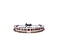 Made by Nami Braccialetto di Perle Surfer Boho Set di 2 - Uomo e Donna - Accessori Fatti a Mano per Festa in Spiaggia - Impermeabileggia (Occhio di Tigre & Bordeaux)