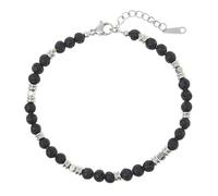 Made by Nami Bracciali di perline per uomo - Bracciali in acciaio inossidabile per uomo - Bracciale a catena regolabile in argento per uomo (18 cm + 5 cm Estensione di catena)