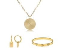 Made by Nami Set di gioielli boho collana oro da donna + bracciale da donna + orecchini in oro da appendere in acciaio chirurgico impermeabile e ipoallergenico, Klein, Acciaio inossidabile, Nessuna