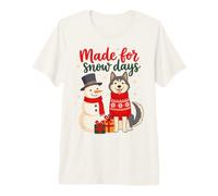 Made for Snow Days Husky Snowman Christmas Winter Maglietta Premium