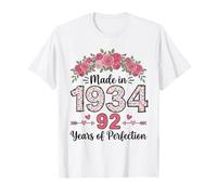 Made in 1934 Floral 92° Compleanno Regali Donne 92 Anni Maglietta