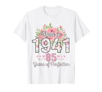 Made in 1941 Floral 85th Birthday Gifts Women 85 Anni Maglietta