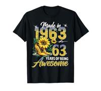 Made in 1963 Vintage 63rd Birthday Floral 63 Years Old Women Maglietta