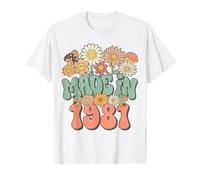 Made in 1981 Daisy Hippie Groovy Wildflower 45th Birthday Maglietta