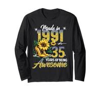 Made in 1991 Vintage 35th Birthday Floral 35 Years Old Women Maglia a Manica