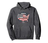 Made in America, Bandiera patriottica degli Stati Uniti, Mappa Industriale Felpa con Cappuccio, Unisex per Adulti, Grigio Scuro, L