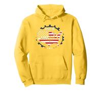 Made in America, Bandiera patriottica degli Stati Uniti, Mappa Industriale Felpa con Cappuccio, Unisex per Adulti, Limone, L