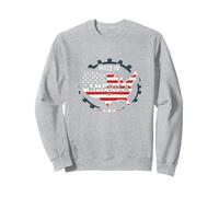 Made in America, Bandiera patriottica degli Stati Uniti, Mappa Industriale Felpa, Unisex per Adulti, Grigio Melange, XL