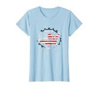 Made in America, Bandiera patriottica degli Stati Uniti, Mappa Industriale Maglietta, Donna, Celeste, L