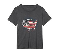 Made in America, Bandiera patriottica degli Stati Uniti, Mappa Industriale Maglietta, Donna Plus-Size, Grigio Scuro, 1X