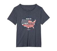 Made in America, Bandiera patriottica degli Stati Uniti, Mappa Industriale Maglietta, Donna Plus-Size, Pervinca, 1X