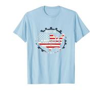 Made in America, Bandiera patriottica degli Stati Uniti, Mappa Industriale Maglietta, Uomo, Celeste, L