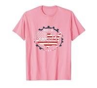 Made in America, Bandiera patriottica degli Stati Uniti, Mappa Industriale Maglietta, Uomo, Rosa, 3XL