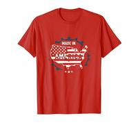 Made in America, Bandiera patriottica degli Stati Uniti, Mappa Industriale Maglietta, Uomo, Rosso, L