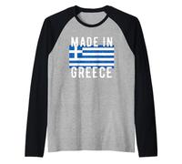 Made in Greece Bandiera Greca Retro Vintage Maglia con Maniche Raglan