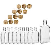 made in home - Bottiglie di vetro vuote da 200 ml con tappo a vite dorato, 0,2 l, bottiglie per liquori, aceto (30)