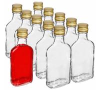 made in home - Elegante e moderno vetro da 200 ml, set di pistoni, mini bottiglie di liquore, piccole bottiglie di vetro con tappo a vite, bottiglie di vetro per succhi e bevande (50)