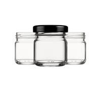 made in home - Mini vasetti da 40 ml, vasetti per conserve, spezie, con tappo a vite, barattolo per prova, barattoli per marmellate, piccoli barattoli di miele, bicchieri rotondi (coperchio nero, 40