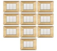 MADE IN ITALY - CONFEZIONE DA 10 PLACCHE COMPATIBILE CON BTICINO MATIX, 3 POSTI/MODULI, COLORE BETULLA, IN TECNOPOLIMERO, DESIGN MODERNO, ALTA QUALITA', SERIE CIVILE PER INTERRUTTORI E PRESE