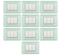 MADE IN ITALY - CONFEZIONE DA 10 PLACCHE COMPATIBILE CON BTICINO MATIX, 3 POSTI/MODULI, COLORE VERDE PASTELLO, TECNOPOLIMERO, DESIGN MODERNO, ALTA QUALITA', SERIE CIVILE PER INTERRUTTORI E PRESE
