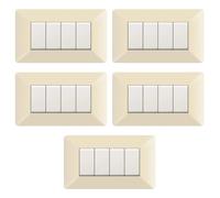 MADE IN ITALY - CONFEZIONE DA 5 PLACCHE COMPATIBILE CON BTICINO MATIX, 4 POSTI/MODULI, COLORE AVORIO, IN TECNOPOLIMERO, DESIGN MODERNO, ALTA QUALITA', SERIE CIVILE PER INTERRUTTORI E PRESE