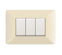 MADE IN ITALY - PLACCA COMPATIBILE CON BTICINO MATIX, 3 POSTI/MODULI, COLORE AVORIO, IN TECNOPOLIMERO, DESIGN MODERNO, MATERIALI DI ALTA QUALITA', SERIE CIVILE PER INTERRUTTORI E PRESE