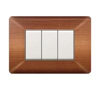 MADE IN ITALY - PLACCA COMPATIBILE CON BTICINO MATIX, 3 POSTI/MODULI, COLORE LEGNO CHIARO, IN TECNOPOLIMERO, DESIGN MODERNO, MATERIALI DI ALTA QUALITA', SERIE CIVILE PER INTERRUTTORI E PRESE