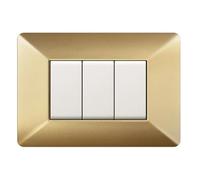 MADE IN ITALY - PLACCA COMPATIBILE CON BTICINO MATIX, 3 POSTI/MODULI, COLORE SABBIA ORO, IN TECNOPOLIMERO, DESIGN MODERNO, MATERIALI DI ALTA QUALITA', SERIE CIVILE PER INTERRUTTORI E PRESE