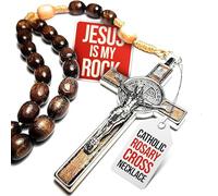 Collana rosario originale Made in Italy Benedetto da Papa Francesco San Benedetto Medaglia Croce perfetta per specchio auto Rosarios catolicos para hombre Patrono degli Studenti Valori Cristiani